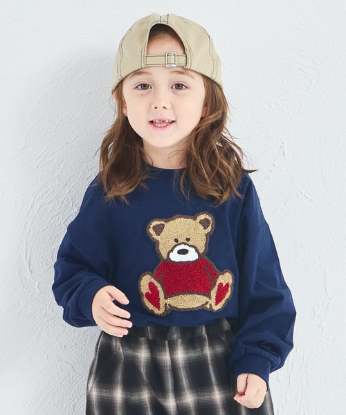 familiar クマ刺繍 Tシャツ 90 ピンク　ネイビー　新品 楽天市場】☆目ロゴくま もこもこ ぷくふわ ワッペン クマ 刺繍