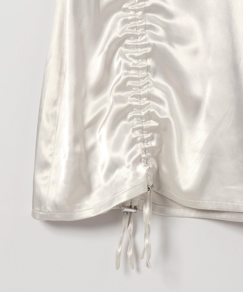 JEANASIS(ジーナシス)の「【25quee】サテンギャザーミニワンピース/592832(ワンピース・レディース・オフホワイト/グレー・FREE)」の6枚目の写真