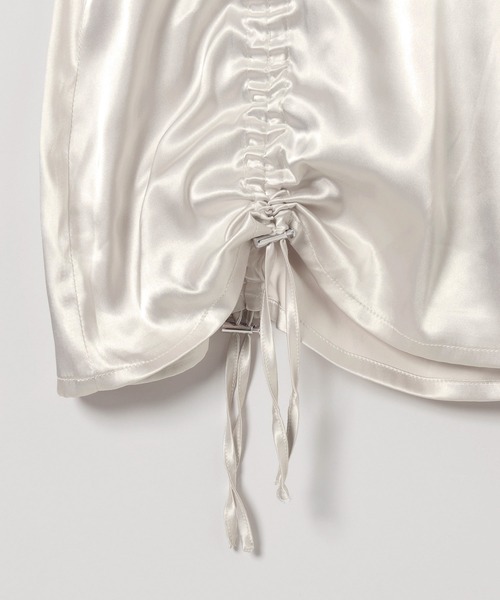 JEANASIS(ジーナシス)の「【25quee】サテンギャザーミニワンピース/592832(ワンピース・レディース・オフホワイト/グレー・FREE)」の7枚目の写真