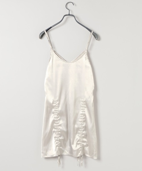 JEANASIS(ジーナシス)の「【25quee】サテンギャザーミニワンピース/592832(ワンピース・レディース・オフホワイト/グレー・FREE)」の3枚目の写真