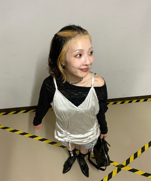 JEANASIS(ジーナシス)の「【25quee】サテンギャザーミニワンピース/592832(ワンピース・レディース・オフホワイト/グレー・FREE)」の17枚目の写真