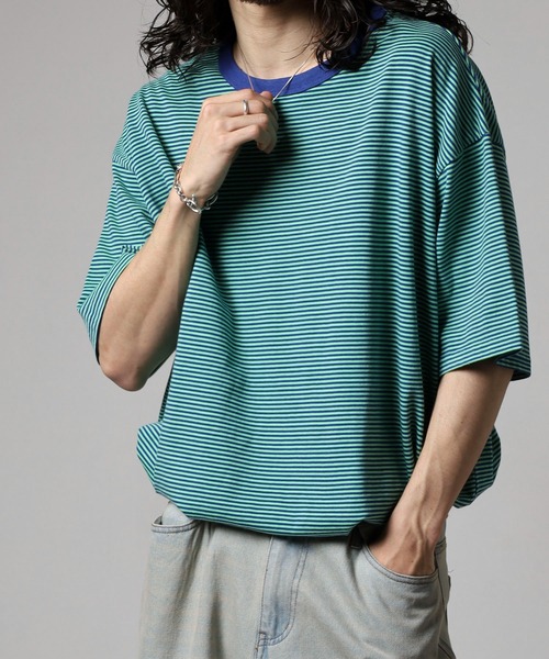 MODISH GAZE(モディシュガゼ)の「ボーダー天竺半袖T(Tシャツ/カットソー・メンズ・グリーン系その他・M/L)」の15枚目の写真