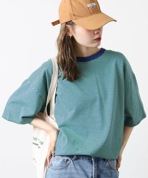 MODISH GAZE(モディシュガゼ)の「ボーダー天竺半袖T(Tシャツ/カットソー・メンズ・グリーン系その他・M/L)」の12枚目の写真
