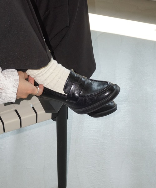 chuclla（チュクラ）の「レザーライク チャンキーヒールローファー chs25a014（ローファー・レディース・ブラック・39/38/37/36）」の6枚目の写真