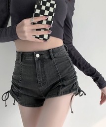 デニムパンツ（グレー/灰色系・ショート・ひざ上丈