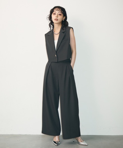 セール】ショートジレ+タックパンツセットアップ（スーツパンツ