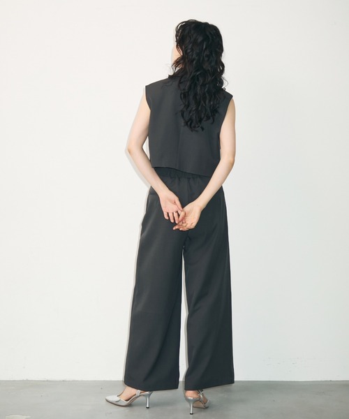 Trish（トリッシュ）の「ショートジレ+タックパンツセットアップ（スーツパンツ・レディース・ブラック/チャコールグレー・MEDIUM）」の14枚目の写真