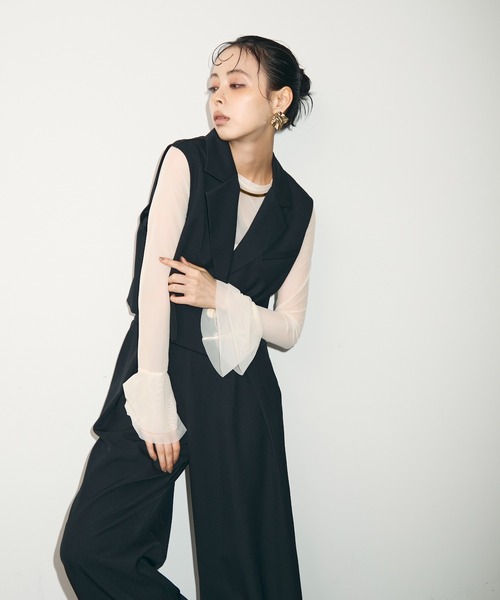 Trish（トリッシュ）の「ショートジレ+タックパンツセットアップ（スーツパンツ・レディース・ブラック/チャコールグレー・MEDIUM）」の22枚目の写真