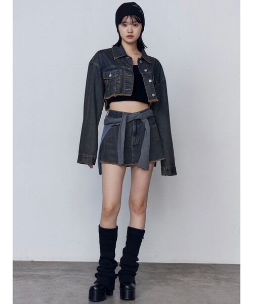 セール】ショートデニムブルゾン（デニムジャケット）｜EMODA（エモダ