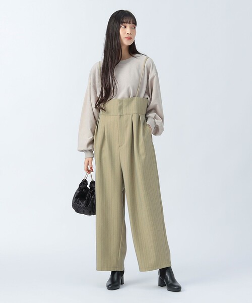 BEAMS HEART(ビームスハート)の「ピンストライプ柄 キャミソール サロペット(つなぎ/オールインワン・レディース・チャコールグレー/イエロー/ブラウン系その他2・FREE)」の1枚目の写真