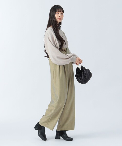 BEAMS HEART(ビームスハート)の「ピンストライプ柄 キャミソール サロペット(つなぎ/オールインワン・レディース・チャコールグレー/イエロー/ブラウン系その他2・FREE)」の7枚目の写真