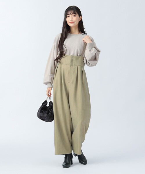 BEAMS HEART(ビームスハート)の「ピンストライプ柄 キャミソール サロペット(つなぎ/オールインワン・レディース・チャコールグレー/イエロー/ブラウン系その他2・FREE)」の9枚目の写真