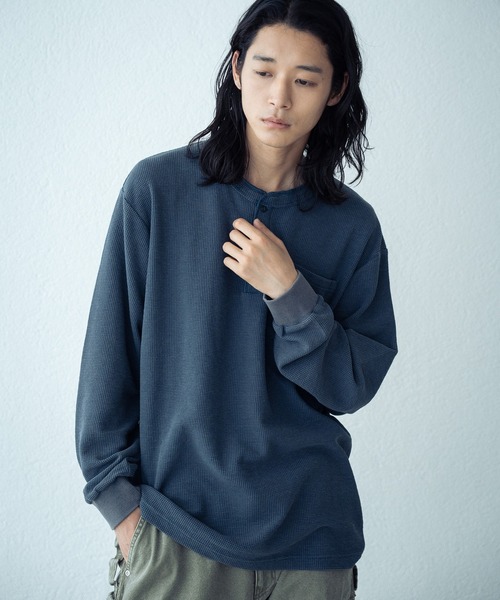 RATTLE TRAP(ラトルトラップ)の「ピグメントサーマルロンT(Tシャツ/カットソー・メンズ・ブラック/オフホワイト/ネイビー・M/L)」の1枚目の写真