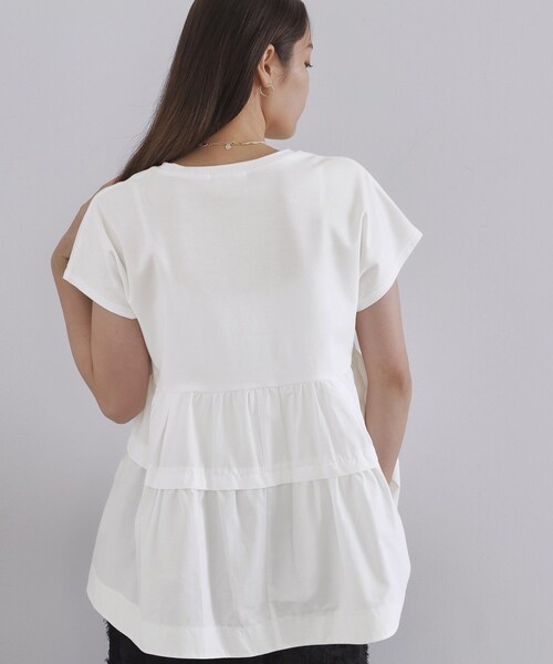 OPAQUE.CLIP（オペークドットクリップ）の「ドッキングティアードトップス【洗濯機洗い可】（Tシャツ/カットソー・レディース・ブラック/ホワイト/パープル・42/40/38）」の18枚目の写真