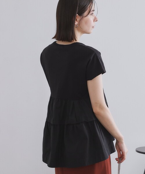 OPAQUE.CLIP（オペークドットクリップ）の「ドッキングティアードトップス【洗濯機洗い可】（Tシャツ/カットソー・レディース・ブラック/ホワイト/パープル・42/40/38）」の12枚目の写真