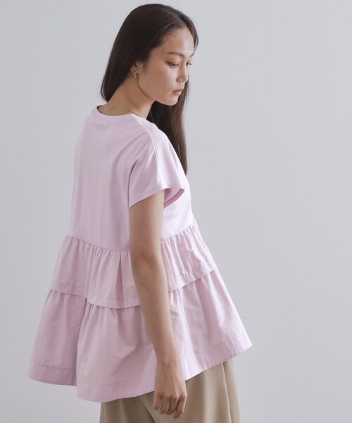 OPAQUE.CLIP（オペークドットクリップ）の「ドッキングティアードトップス【洗濯機洗い可】（Tシャツ/カットソー・レディース・ブラック/ホワイト/パープル・42/40/38）」の16枚目の写真