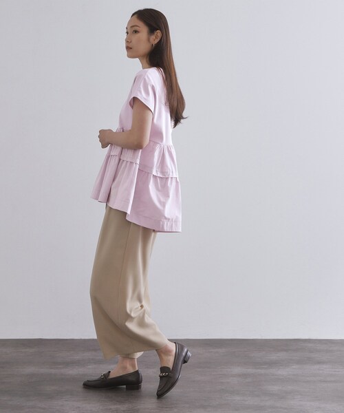 OPAQUE.CLIP（オペークドットクリップ）の「ドッキングティアードトップス【洗濯機洗い可】（Tシャツ/カットソー・レディース・ブラック/ホワイト/パープル・42/40/38）」の6枚目の写真
