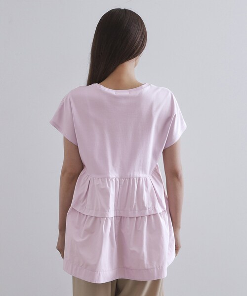 OPAQUE.CLIP（オペークドットクリップ）の「ドッキングティアードトップス【洗濯機洗い可】（Tシャツ/カットソー・レディース・ブラック/ホワイト/パープル・42/40/38）」の10枚目の写真