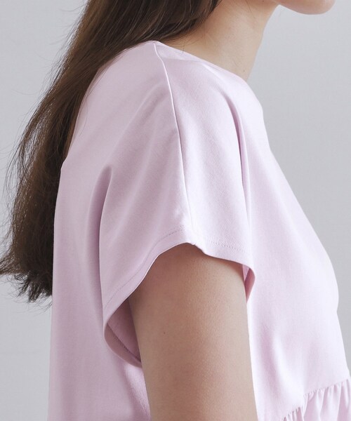 OPAQUE.CLIP（オペークドットクリップ）の「ドッキングティアードトップス【洗濯機洗い可】（Tシャツ/カットソー・レディース・ブラック/ホワイト/パープル・42/40/38）」の4枚目の写真