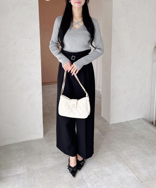 INGNI（イング）の「【WEB限定】クロスチョーカー長袖ニット（ニット/セーター・レディース・ブラック/オフホワイト/グレー/ボルドー・M）」の14枚目の写真