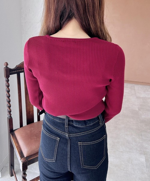 INGNI（イング）の「【WEB限定】クロスチョーカー長袖ニット（ニット/セーター・レディース・ブラック/オフホワイト/グレー/ボルドー・M）」の22枚目の写真