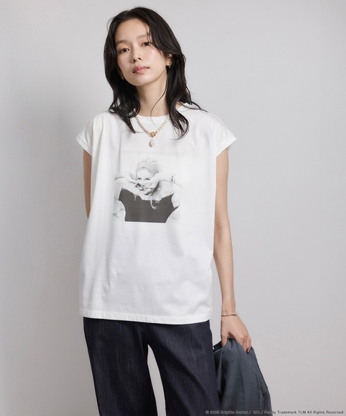 ROPE'(ロペ)の「【Brigitte Bardot×ROPE'・コラボ】プリントアームレットT-shirt【洗える・洗濯耐久性・接触冷感】(Tシャツ/カットソー・レディース・ホワイト系その他/ホワイト・FREE)」の8枚目の写真