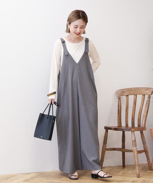 セール】イージーケアVネックオールインワン（つなぎ/オールインワン