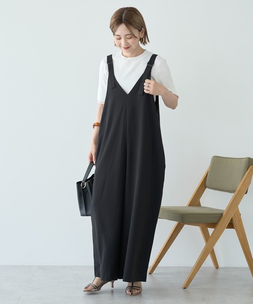 セール】イージーケアVネックオールインワン（つなぎ/オールインワン