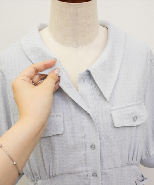 CLETTE(クレット)の「CLETTEオリジナルシアーチェックレースアップデザインシャツワンピース(ワンピース・レディース・イエロー/ブルー/ネイビー・LL/3L/4L)」の21枚目の写真