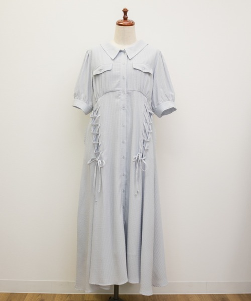 CLETTE(クレット)の「CLETTEオリジナルシアーチェックレースアップデザインシャツワンピース(ワンピース・レディース・イエロー/ブルー/ネイビー・LL/3L/4L)」の18枚目の写真