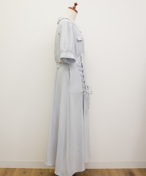 CLETTE(クレット)の「CLETTEオリジナルシアーチェックレースアップデザインシャツワンピース(ワンピース・レディース・イエロー/ブルー/ネイビー・LL/3L/4L)」の19枚目の写真