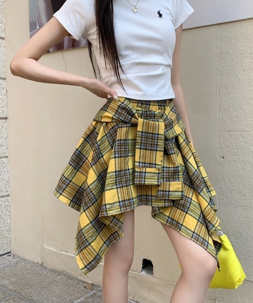 セール】シャツ巻き風 チェック柄スカート（スカート）｜Ritzy