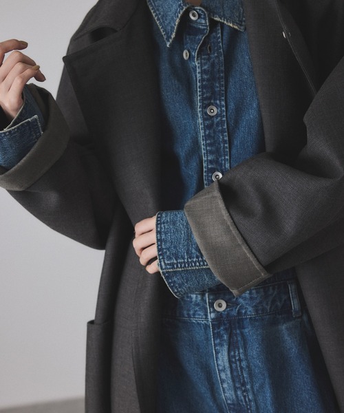 専用です！ アダムエロペ　ソモウリバーコート　今期　ネイビー ソモウリバーロングコート（ステンカラーコート）｜ADAM ET ROPE