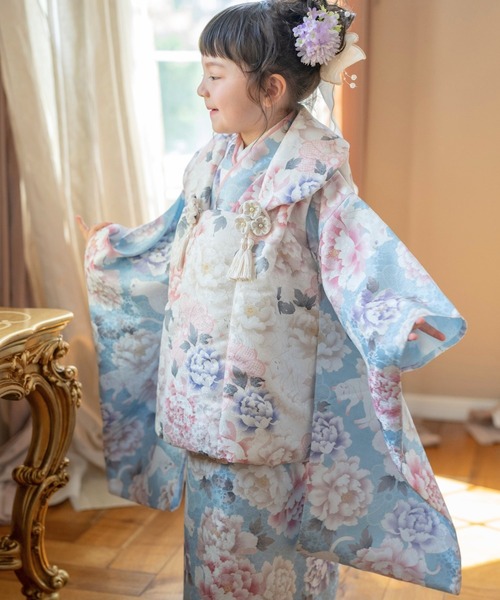 キャサリンコテージ 花柄着物 110サイズ 花柄織入り着物ワンピース＆ 被布セット【ZOZO限定先行予約