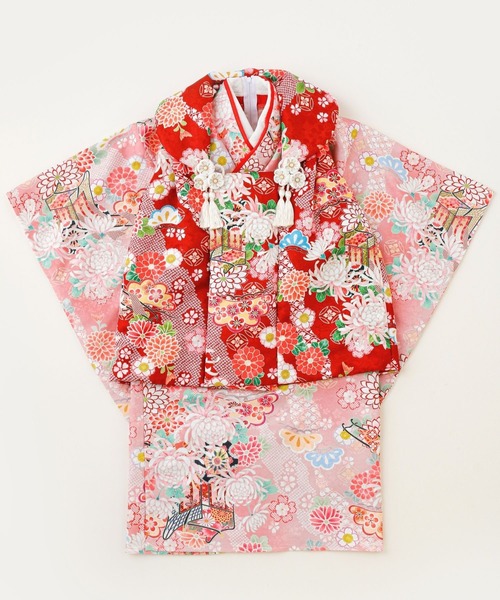 七五三着物セットCatherine Cottage 花柄着物風ワンピセット Catherine Cottage 被布セット 3歳女の子 七五三 753 三歳 花柄