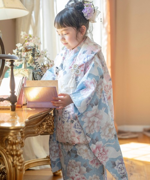 七五三着物セットCatherine Cottage 花柄着物風ワンピセット 花柄織入り着物ワンピース＆ 被布セット（着物）｜Catherine