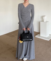 カシュクール 長袖 リラックス ワイドパンツ セットアップ