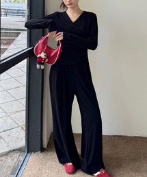 カシュクール 長袖 リラックス ワイドパンツ セットアップ