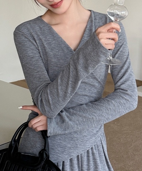 Lace Ladies（レースレディース）の「カシュクール 長袖 リラックス ワイドパンツ セットアップ（セットアップ・レディース・グレイッシュベージュ/ブラック/グレー・FREE/S）」の12枚目の写真