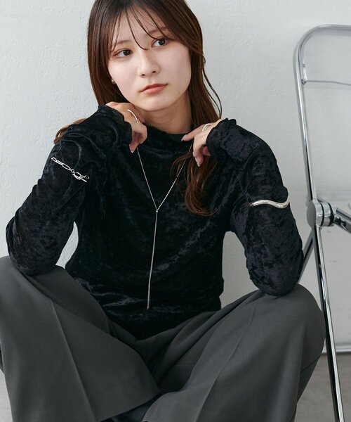 DISCOAT(ディスコート)の「【WEB限定】前後2WAYフロッキーメッシュボトルネックプルオーバー(Tシャツ/カットソー・レディース・ブラック/ブラウン/ブルー/アイボリー/グレイッシュベージュ・FREE)」の20枚目の写真