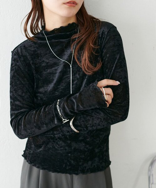 DISCOAT(ディスコート)の「【WEB限定】前後2WAYフロッキーメッシュボトルネックプルオーバー(Tシャツ/カットソー・レディース・ブラック/ブラウン/ブルー/アイボリー/グレイッシュベージュ・FREE)」の18枚目の写真