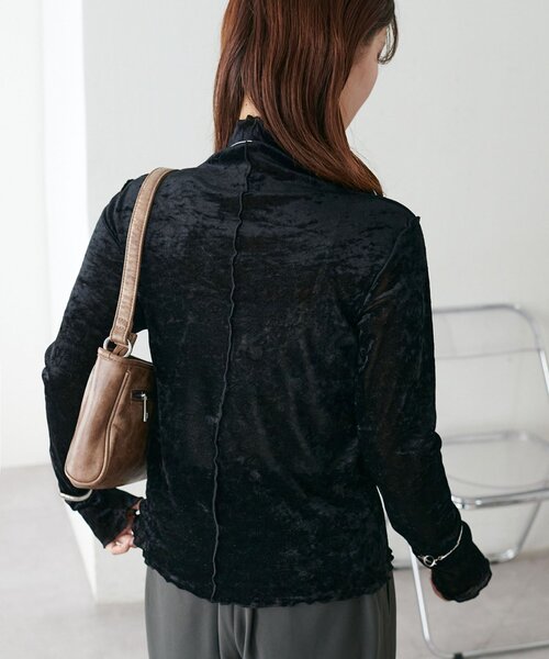 DISCOAT(ディスコート)の「【WEB限定】前後2WAYフロッキーメッシュボトルネックプルオーバー(Tシャツ/カットソー・レディース・ブラック/ブラウン/ブルー/アイボリー/グレイッシュベージュ・FREE)」の16枚目の写真