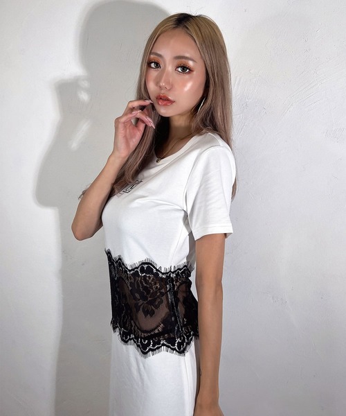 BLACKQUEEN(ブラッククイーン)の「【BLACKQUEEN】レース切替ロングワンピース(ワンピース・レディース・ホワイト/ブラック・S/M)」の8枚目の写真