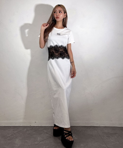 BLACKQUEEN(ブラッククイーン)の「【BLACKQUEEN】レース切替ロングワンピース(ワンピース・レディース・ホワイト/ブラック・S/M)」の9枚目の写真