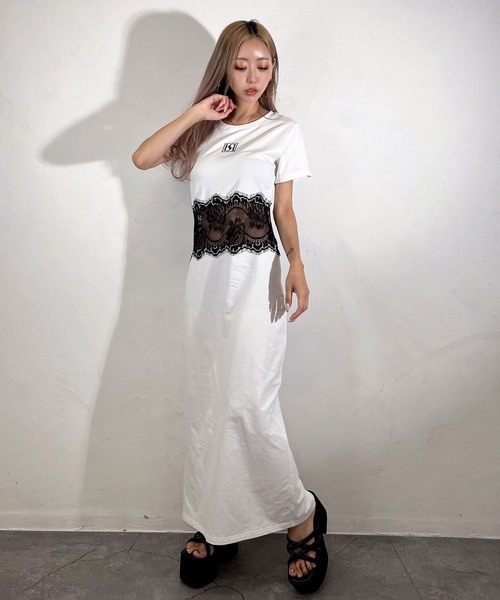BLACKQUEEN(ブラッククイーン)の「【BLACKQUEEN】レース切替ロングワンピース(ワンピース・レディース・ホワイト/ブラック・S/M)」の3枚目の写真