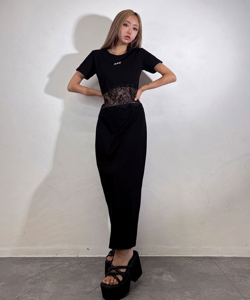 BLACKQUEEN(ブラッククイーン)の「【BLACKQUEEN】レース切替ロングワンピース(ワンピース・レディース・ホワイト/ブラック・S/M)」の6枚目の写真