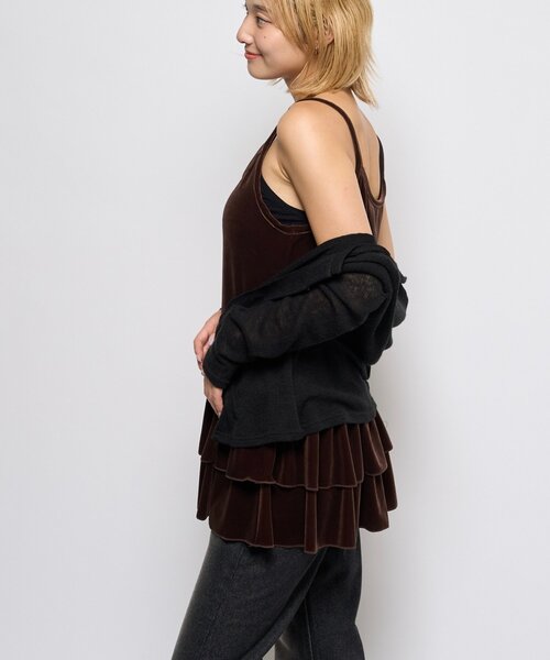 WHO'S WHO gallery（フーズフーギャラリー）の「ベロアフリルチュニック（チュニック・レディース・ダークブラウン/ブラック・FREE）」の22枚目の写真