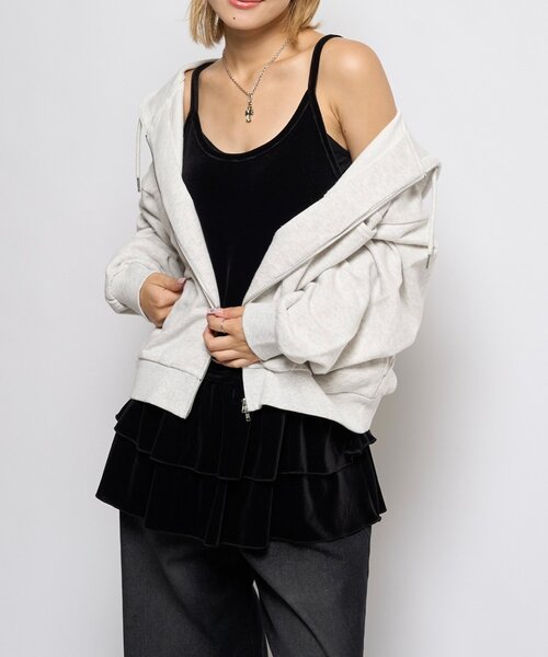 WHO'S WHO gallery（フーズフーギャラリー）の「ベロアフリルチュニック（チュニック・レディース・ダークブラウン/ブラック・FREE）」の5枚目の写真