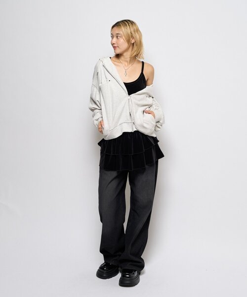 WHO'S WHO gallery（フーズフーギャラリー）の「ベロアフリルチュニック（チュニック・レディース・ダークブラウン/ブラック・FREE）」の8枚目の写真