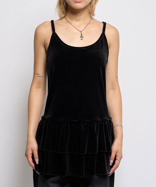 WHO'S WHO gallery（フーズフーギャラリー）の「ベロアフリルチュニック（チュニック・レディース・ダークブラウン/ブラック・FREE）」の9枚目の写真